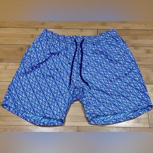 Mr. Swim Lined Swim Trunks Men’s Size Large Blue/ Pink Diamond Pattern